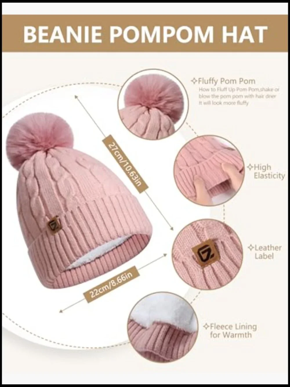 Winter Beanie Scarf Gloves Set, Cable Knit, Touchscreen Gloves, Warm Accessory